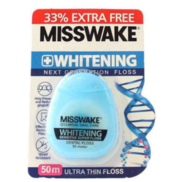 نخ  دندان میس ویک وایتنینگ Misswake Whitening Sensitive Super Floss 50 m