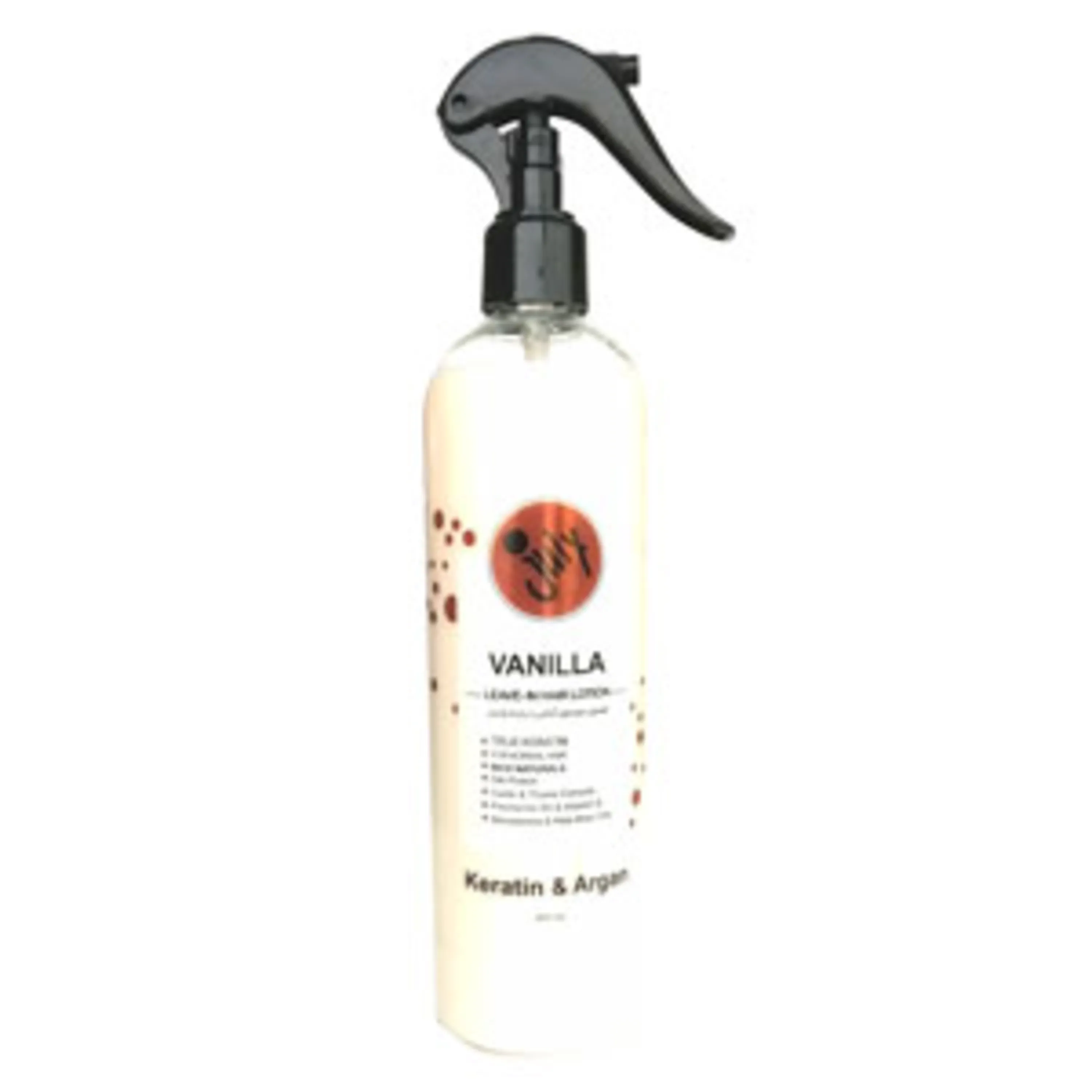 لوسیون مو بدون آبکشی با رایحه وانیل جولای july  vanila  leave  in hair lotion  keratin and argan