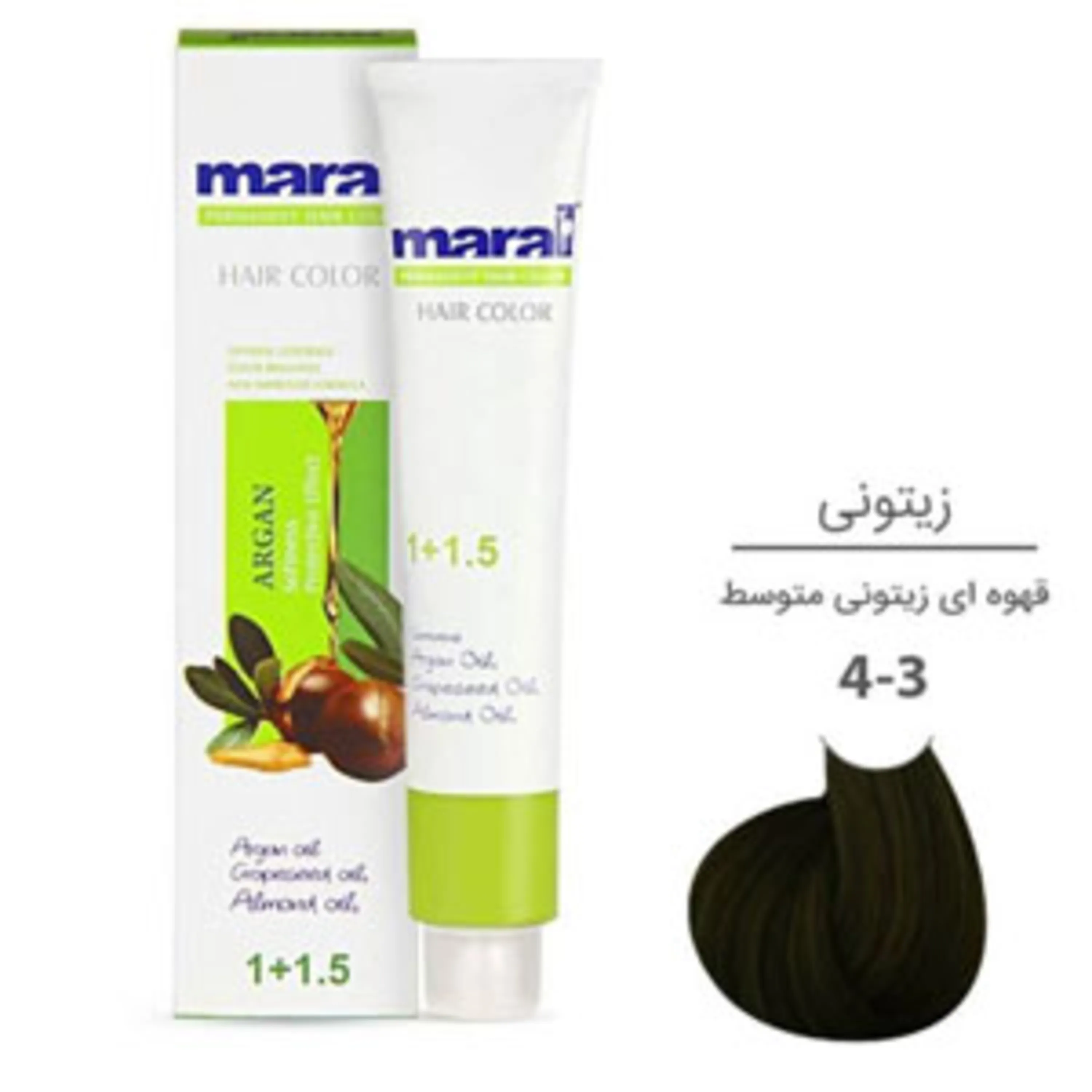 رنگ موی مارال قهوه ای زیتونی متوسط maral hair color medium matt brown 4-3 100ml 4-3