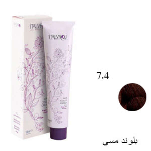 رنگ موی ایتالی رژ بلوند مسی 7.4 italyroj hair color copper blonde 7.4 120ml