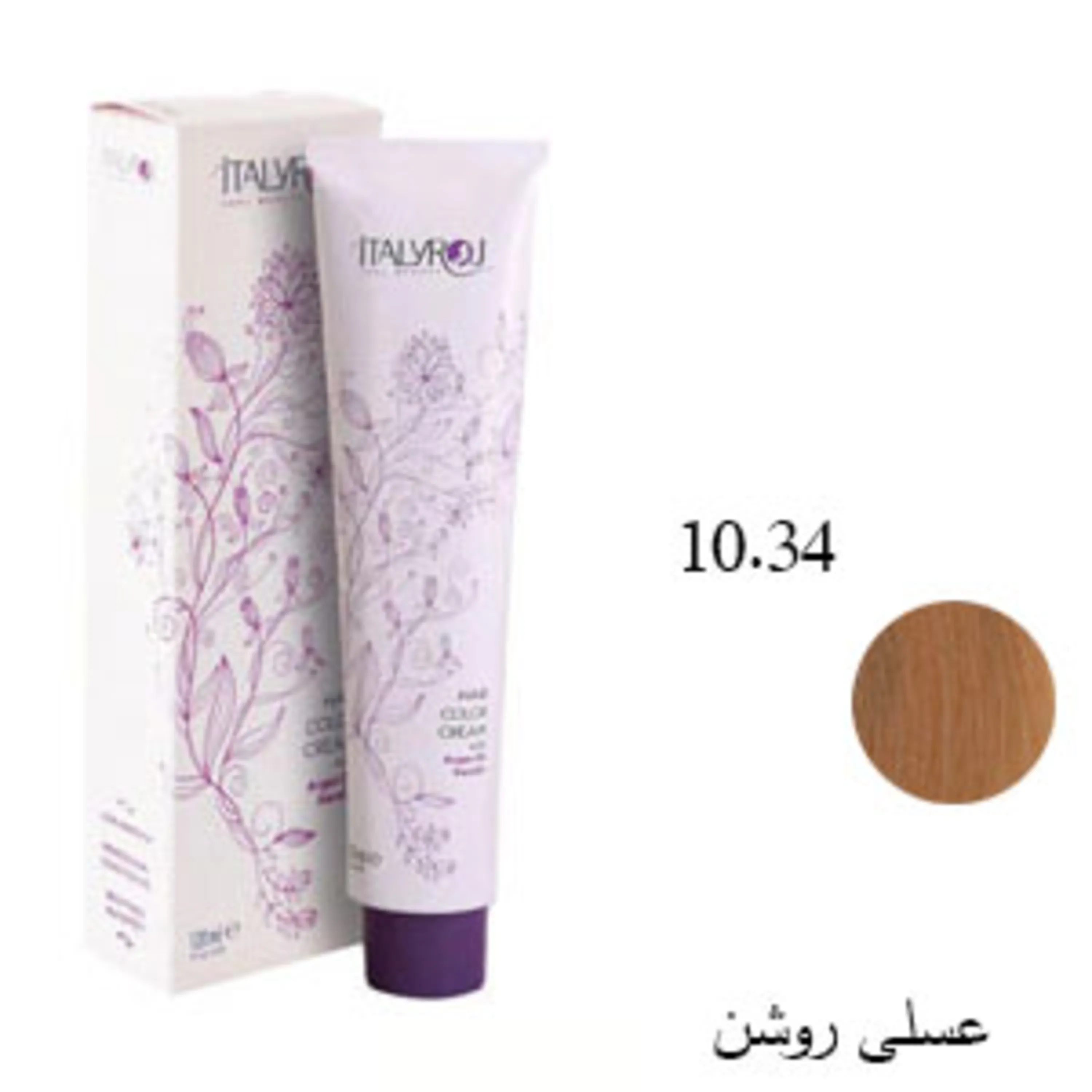 رنگ موی ایتالی رژ عسلی روشن 10.34 italyroj hair color light honey 10.34 120ml