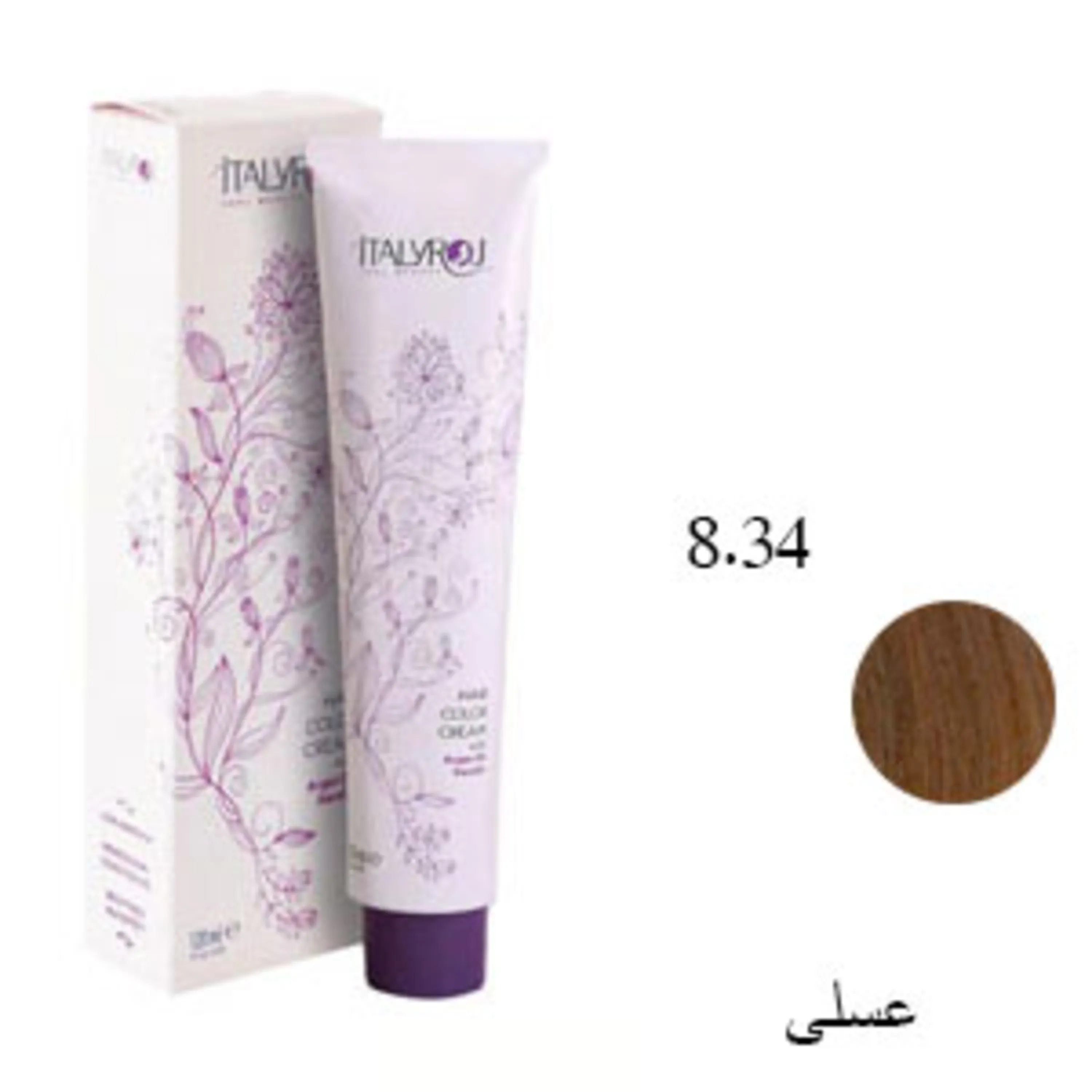 رنگ موی ایتالی رژ عسلی 8.34 italyroj hair color honey 8.34 120ml