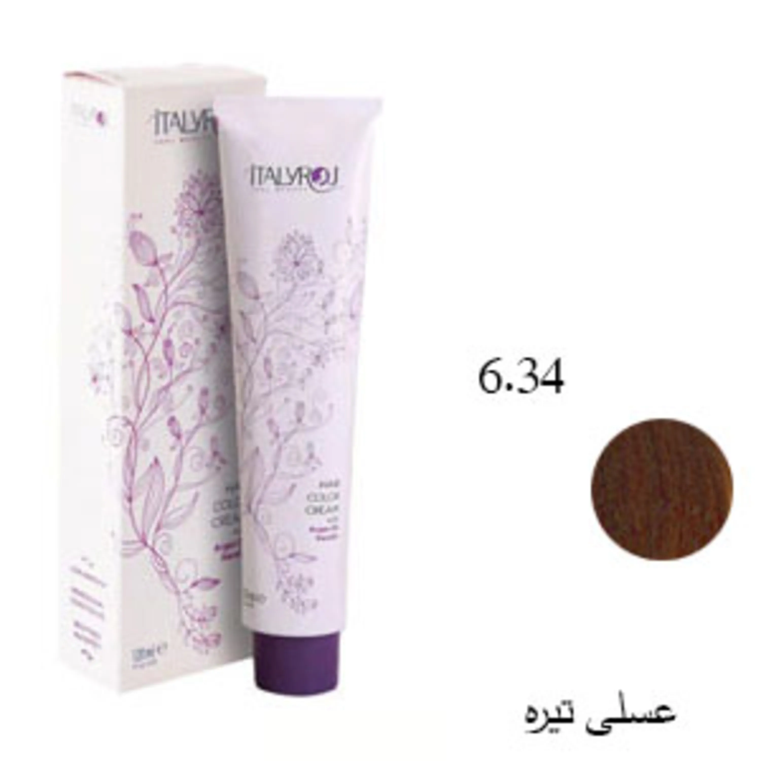 رنگ موی ایتالی رژ عسلی تیره 6.34 italyroj hair color dark honey 6.34 120ml