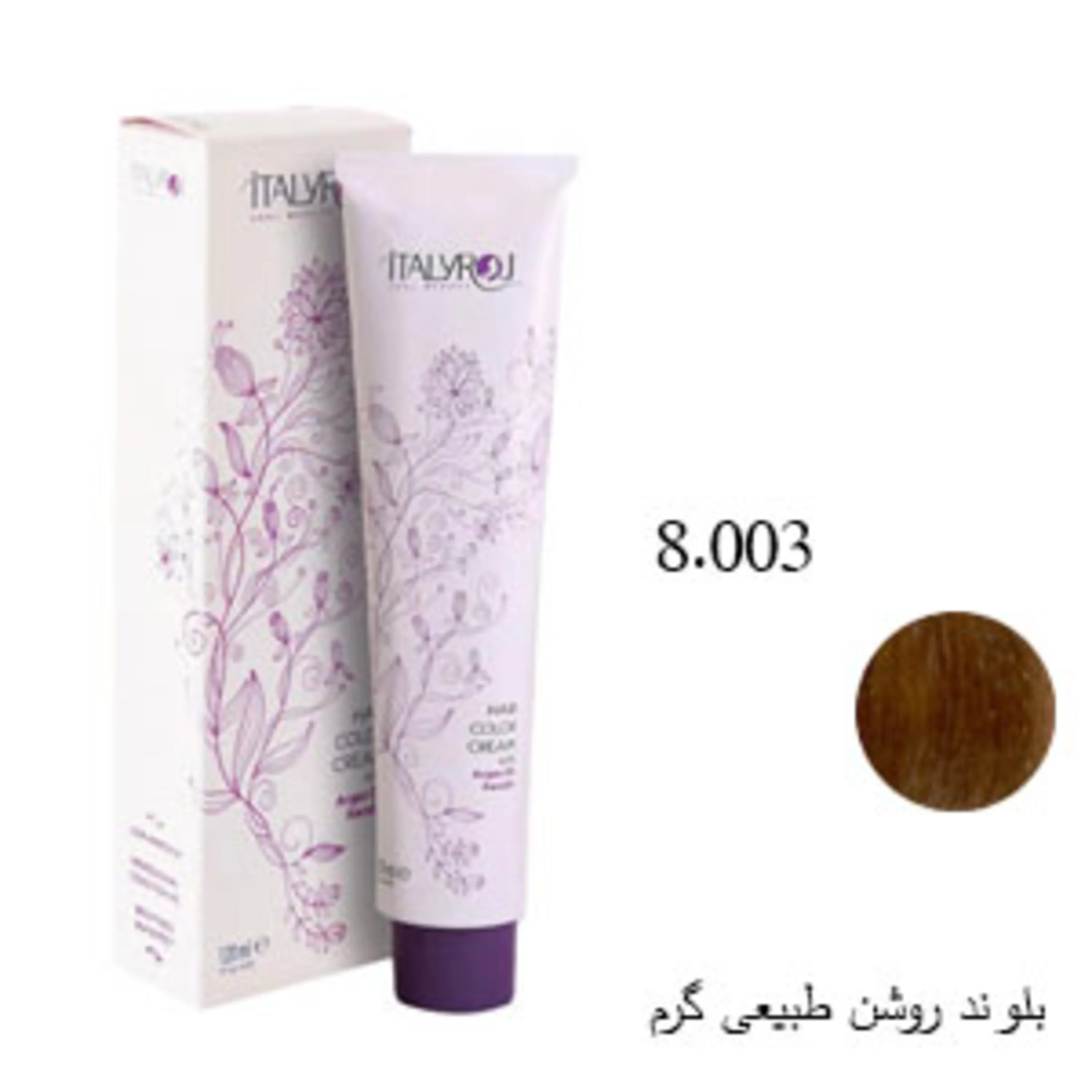 رنگ موی ایتالی رژ بلوند روشن طبیعی گرم 8.003 italyroj hair color warm natural light blonde 120ml