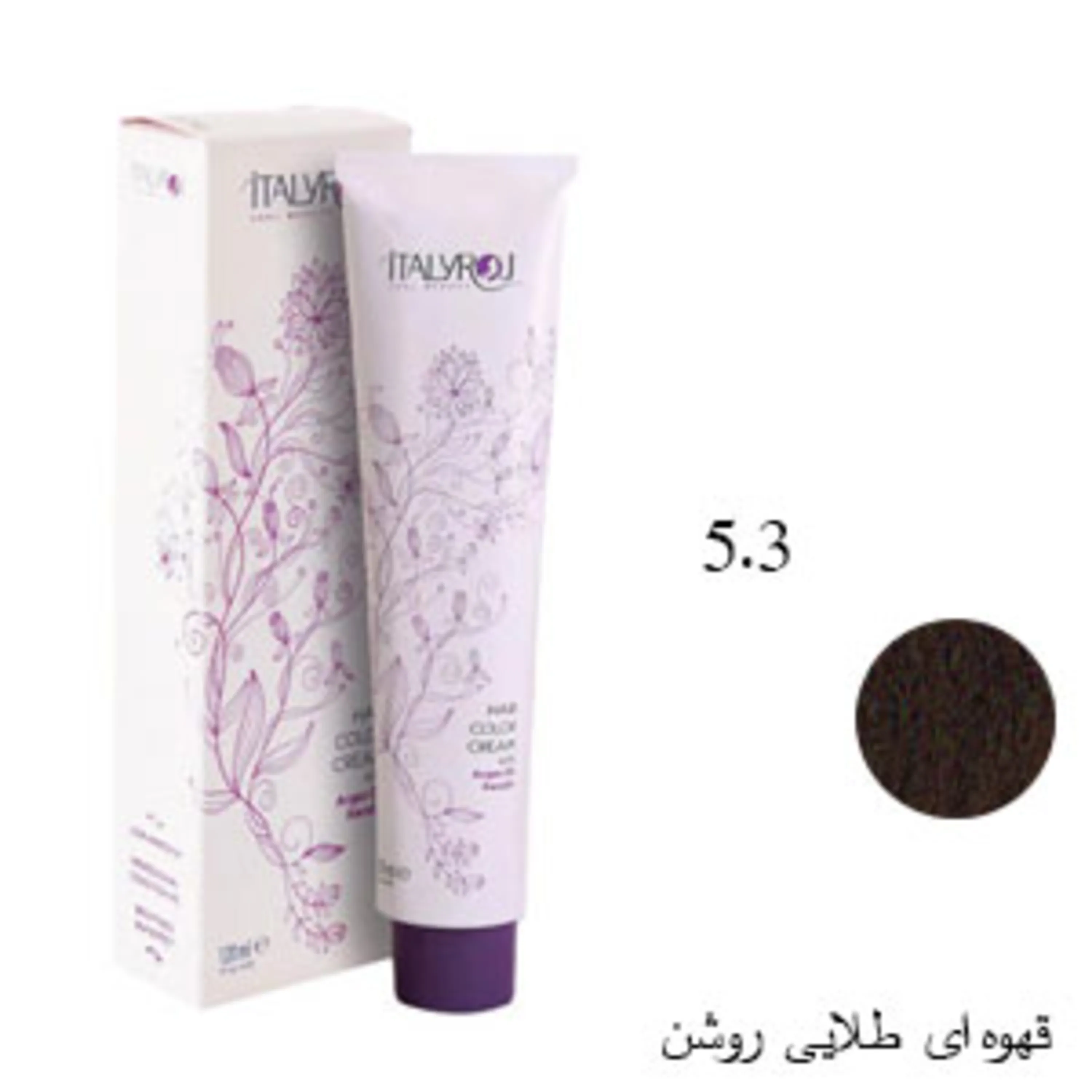 رنگ موی ایتالی رژ قهوه ای طلایی روشن 5.3 italyroj hair color light golden brown 5.3 120ml