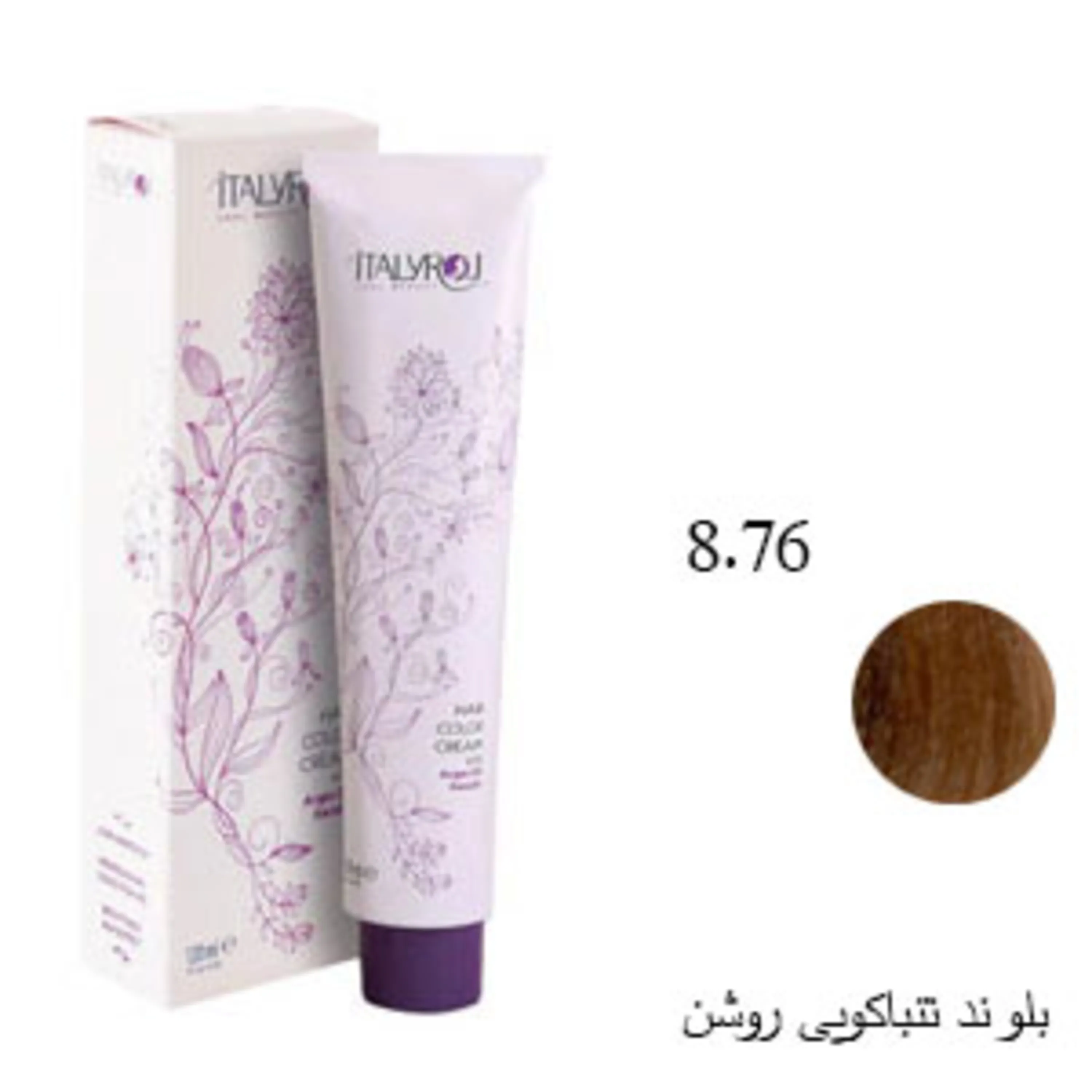رنگ موی ایتالی رژ بلوند تنباکونی روشن 8.76 italyroj hair color light tobacco blonde 8.76 120ml