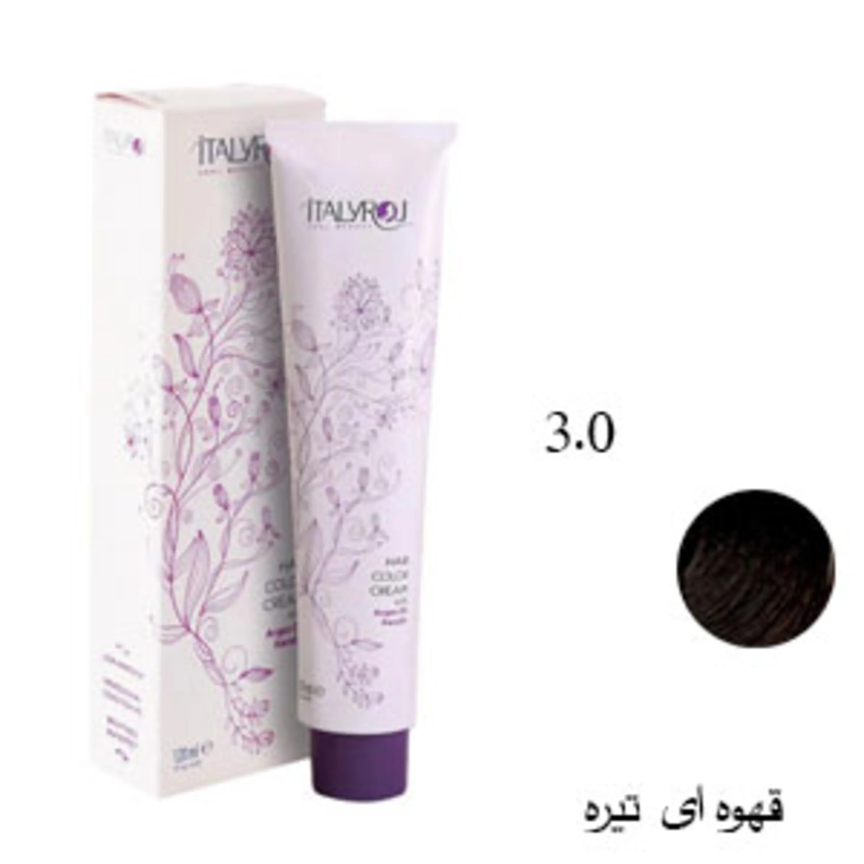 رنگ موی ایتالی رژ قهوه ای تیره 3.0 italyroj hair color dark brown 3.0 120ml
