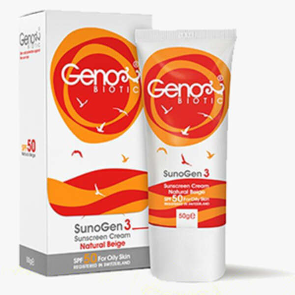 ضد آفتاب مخصوص پوست چرب و بژ طبیعی ژنوبایوتیک شماره 3 -genobitic  Sunscreen suitable for natural paste and beige skin suno gen 3