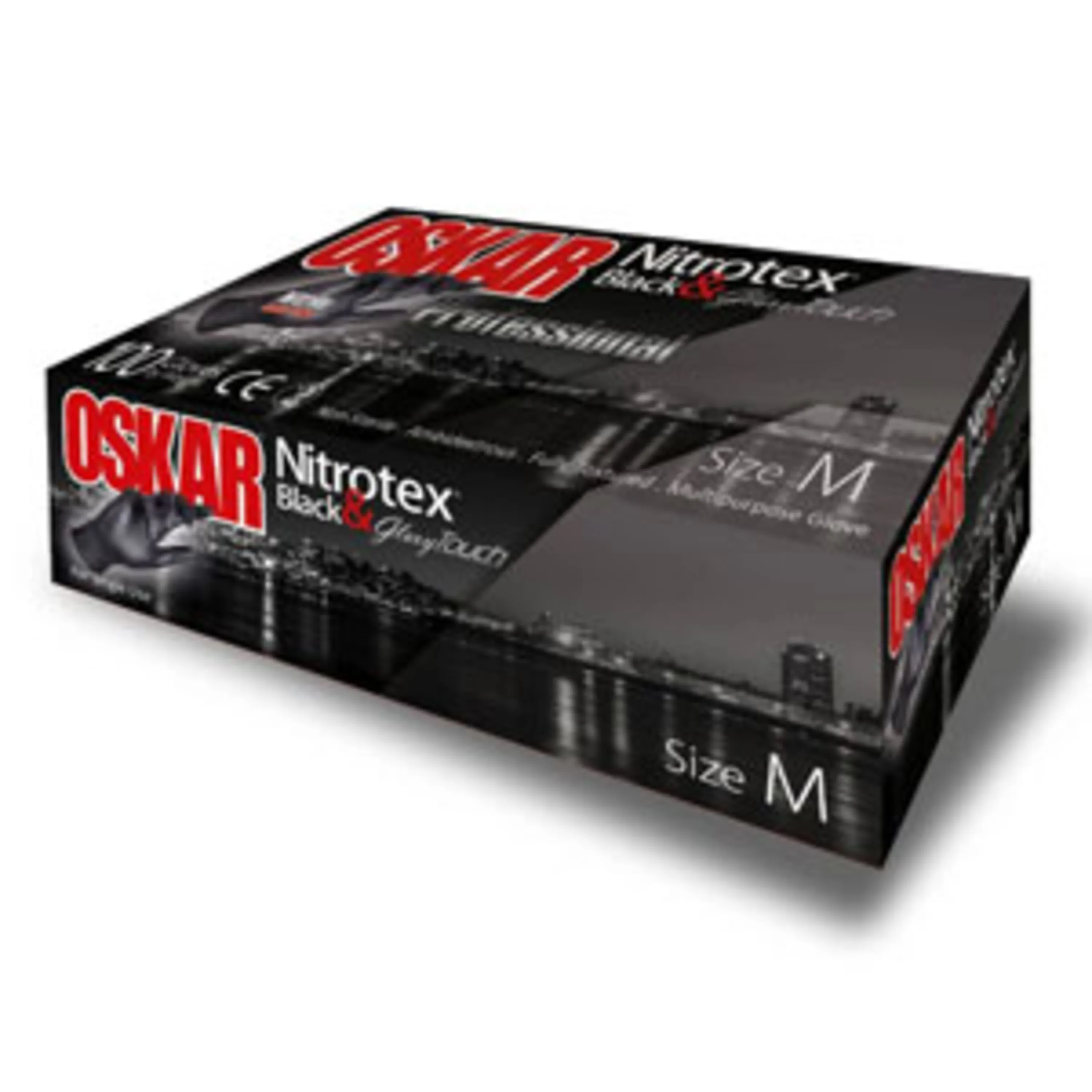 دستکش لاتکس اسکار نیتریل حرفه ای مشکی سایز مدیوم Oskar Nitrotex nitrile size m  