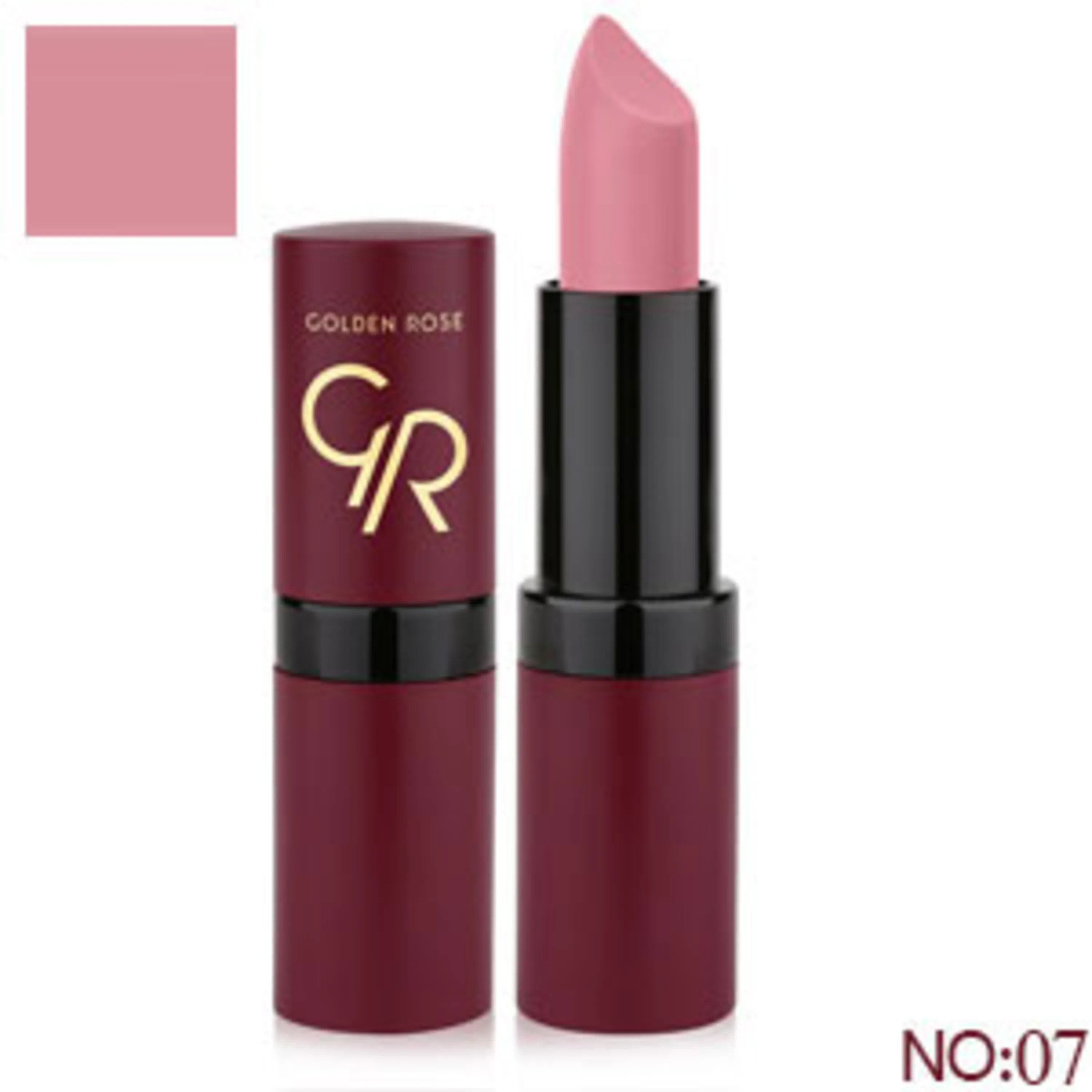 رژلب جامد مات درماکول golden rose solid lipstick 07